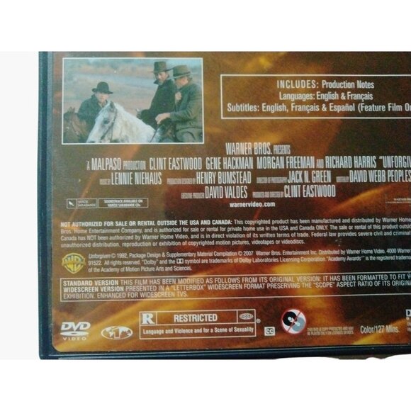 Unforgiven DVD Clint Eastwood Collection 1992 Best Picture Drama Western - Picture 5 of 6